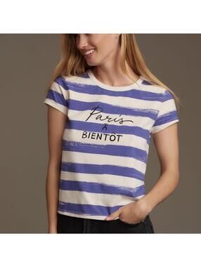 Maeve Anthropologie Women's Paris à bientôt Graphic tee shirt XS $58